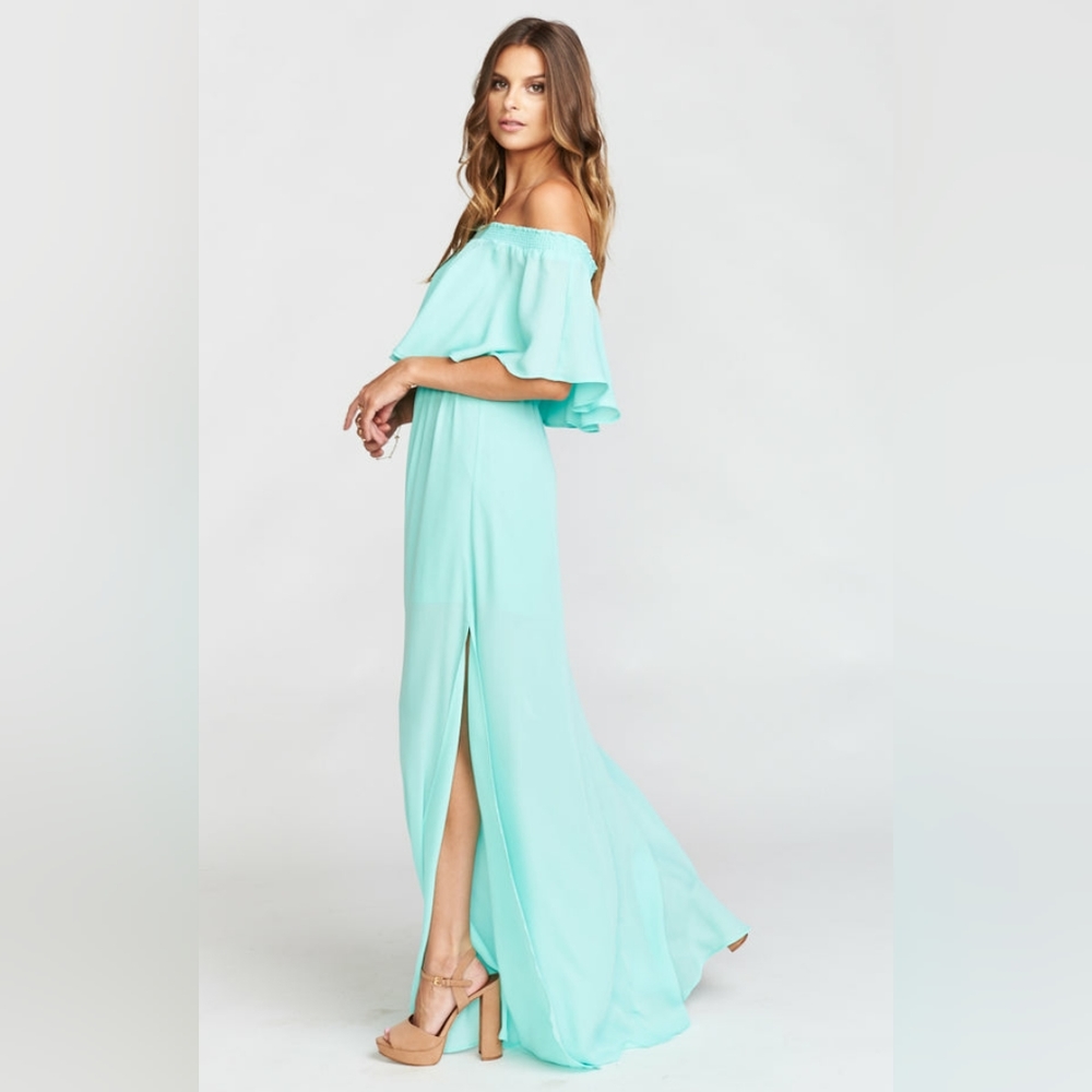 Show Me Your Mumu Hacienda maxi dress sea glass crisp large NWT bridesmaid dance
